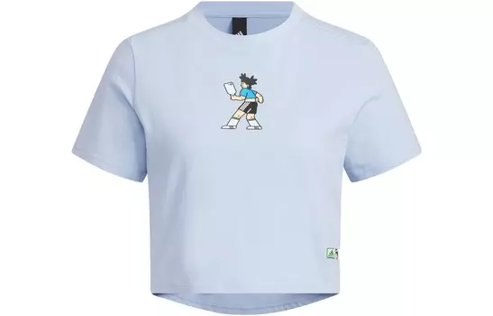 X SEEBIN Co-branded SS23 Укороченный женский топ Blue Dawn Adidas