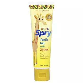 Xlear, Kid's Spry, зубной гель с ксилитолом, для детей от 3 месяцев, клубника и банан, 60 мл (2 жидк. унц.)