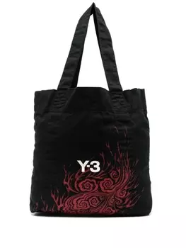 Y-3 сумка-тоут с графичным принтом, черный