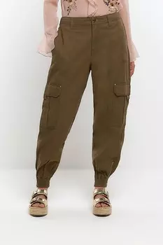 Яркие брюки-карго с манжетами и поясом River Island, зеленый