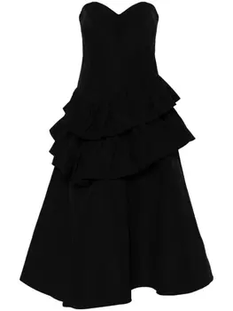 Ярусное платье миди Marchesa Notte, черный
