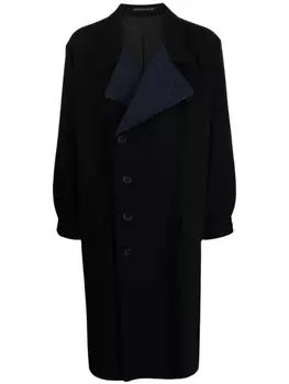Yohji Yamamoto тренч с заостренными лацканами и поясом, черный
