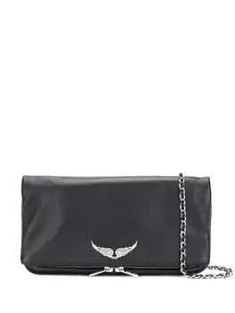 Zadig&Voltaire foldover zipped clutch, черный