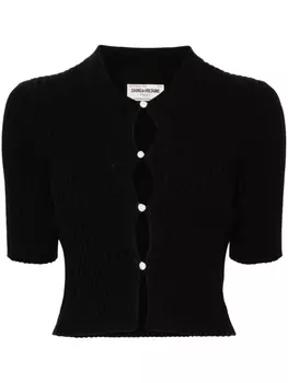 Zadig&Voltaire кардиган Lyam в рубчик с короткими рукавами, черный