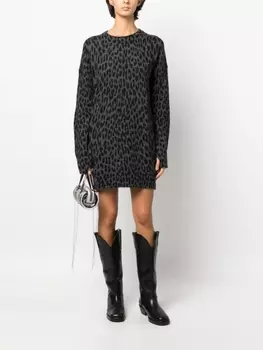 Zadig&Voltaire кашемировое платье с леопардовым принтом, черный