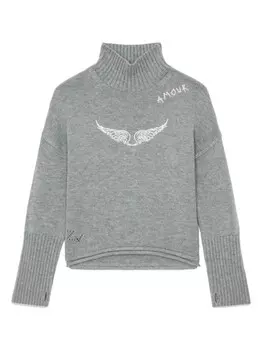 Zadig & Voltaire Kids потертый свитер, серый