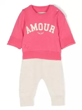 Zadig & Voltaire комплект из топа и брюк с принтом Amour, розовый