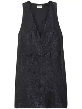 Zadig&Voltaire кожаное платье мини с V-образным вырезом, черный