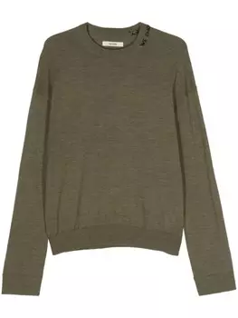 Zadig&Voltaire шерстяной джемпер с вышивкой, зеленый