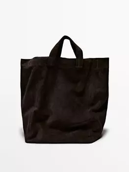 Замшевая кожаная сумка-сэтчер Massimo Dutti, коричневый