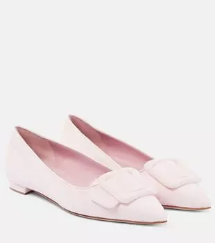 Замшевые балетки maysale Manolo Blahnik, розовый