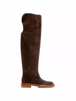 Замшевые ботфорты Santoni, коричневый