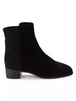 Замшевые ботильоны на каблуке City Stuart Weitzman, черный