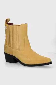 Замшевые ботильоны TH SUEDE COWBOY BOOT Tommy Hilfiger, бежевый