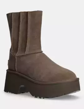Замшевые ботильоны UGG Classic Twin Seam New Heights, коричневый