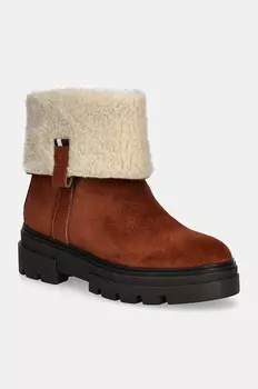 Замшевые ботинки Faux Fur Suede Roll-Down Boot Tommy Hilfiger, коричневый