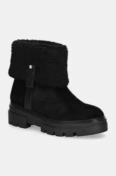 Замшевые ботинки Faux Fur Suede Roll-Down Boot Tommy Hilfiger, черный