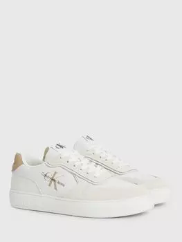 Замшевые кроссовки с логотипом Calvin Klein Cupsole, белый/античный белый