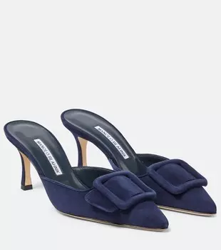 Замшевые мюли maysale Manolo Blahnik, синий