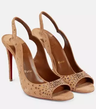 Замшевые сандалии Nudes Degrachick Christian Louboutin, коричневый