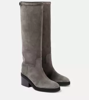 Замшевые сапоги Yasmin 70 до колена Jimmy Choo, цвет storm