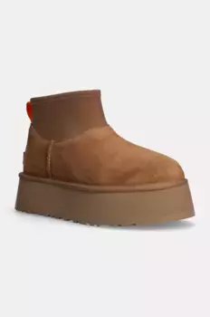 Замшевые зимние ботинки UGG Classic Mini Dipper, коричневый
