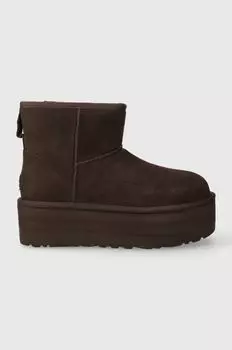 Замшевые зимние ботинки UGG Classic Mini Platform Ugg, коричневый