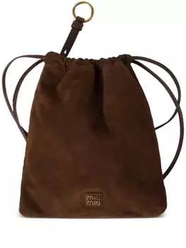 Замшевый клатч Miu Miu, коричневый