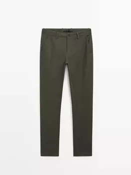 Зауженные брюки из хлопка Massimo Dutti, зеленый
