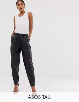 Зауженные кожаные брюки ASOS DESIGN Tall