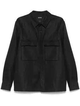 Zegna льняная рубашка, черный
