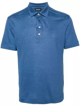 Zegna льняная рубашка поло, синий