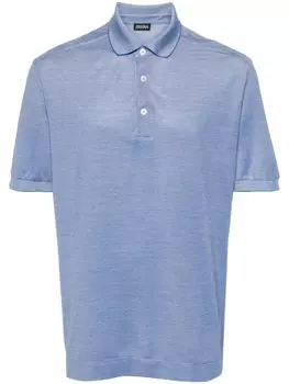 Zegna меланжевая рубашка поло, синий
