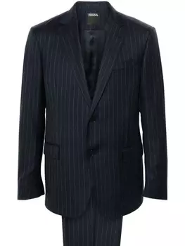 Zegna полосатый костюм, синий