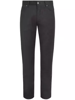 Zegna Roccia stonewashed wool trousers, черный