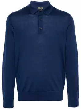 Zegna рубашка поло в рубчик, синий
