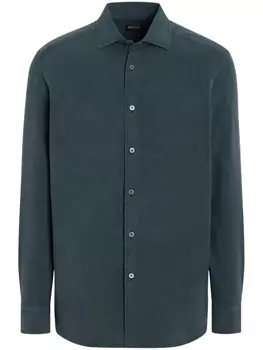 Zegna шелковая рубашка, синий
