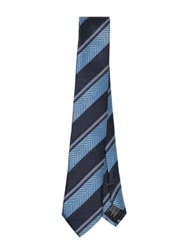 Zegna шелковый галстук в полоску, синий