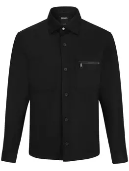 Zegna шерстяная рубашка, черный