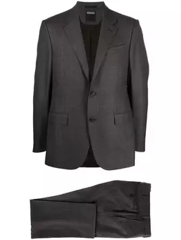 Zegna шерстяной костюм в клетку, серый