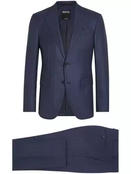 Zegna шерстяной костюм в полоску, синий