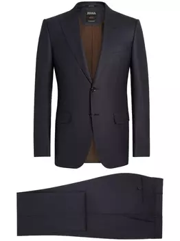 Zegna single-breasted wool suit, синий