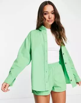 Зеленая джинсовая рубашка оверсайз ASOS DESIGN