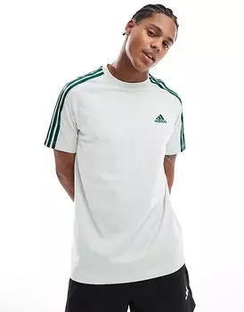 Зеленая футболка из одинарного джерси с 3 полосками adidas Performance Essentials