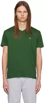 Зеленая футболка с V-образным вырезом Lacoste