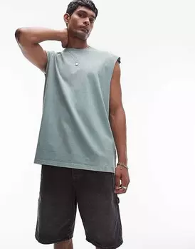Зеленая футболка свободного кроя без рукавов Topman - MGREEN