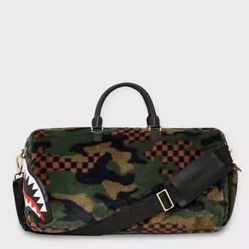 Зеленая меховая дорожная сумка 3am Sprayground, цвет camouflage