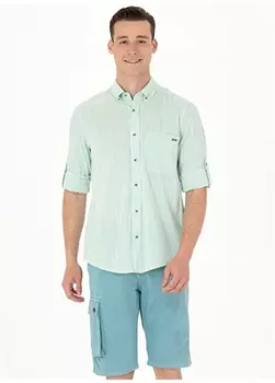Зеленая мужская рубашка с воротником на пуговицах Comfort Fit U.S. Polo Assn.
