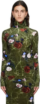 Зеленая розовая водолазка Dries Van Noten