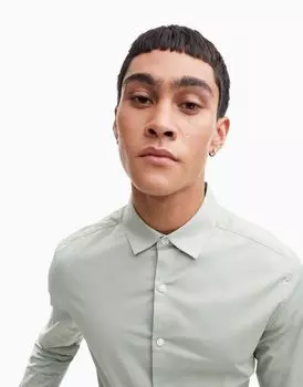 Зеленая рубашка скинни ASOS DESIGN